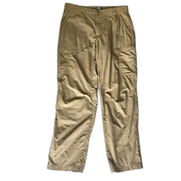 REI Coop Pants Hiking Men 34x30 Brown Outdoors Camping Roll Tab Snap Leg Relaxed - Picture 1 of 13